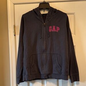 GAP Dark blue/Gray Hoodie with Pink Logo